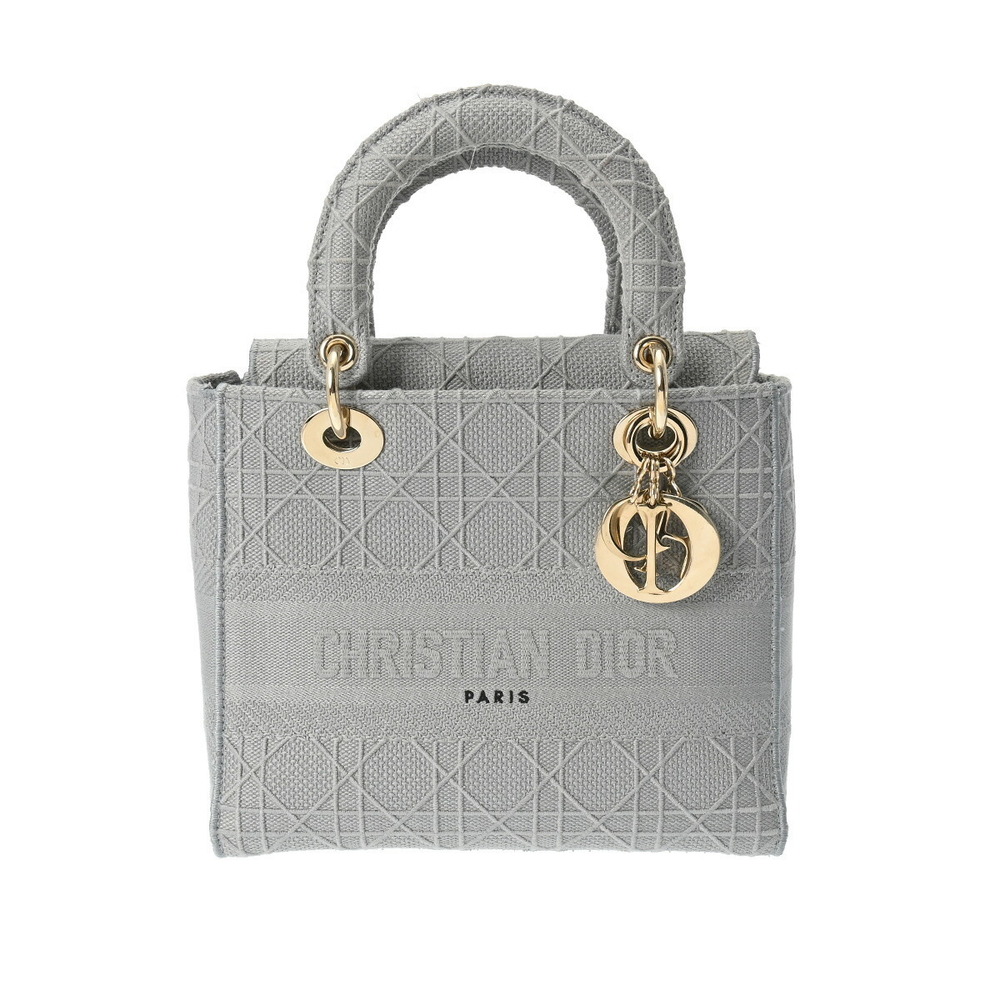 CHRISTIAN DIOR LADY LITE Gray Canvas Handbag